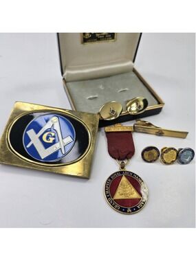 Vintage Masonic Freemason Lot Grand Lodge AF&AM Canada Royal Arch Pins Cufflinks